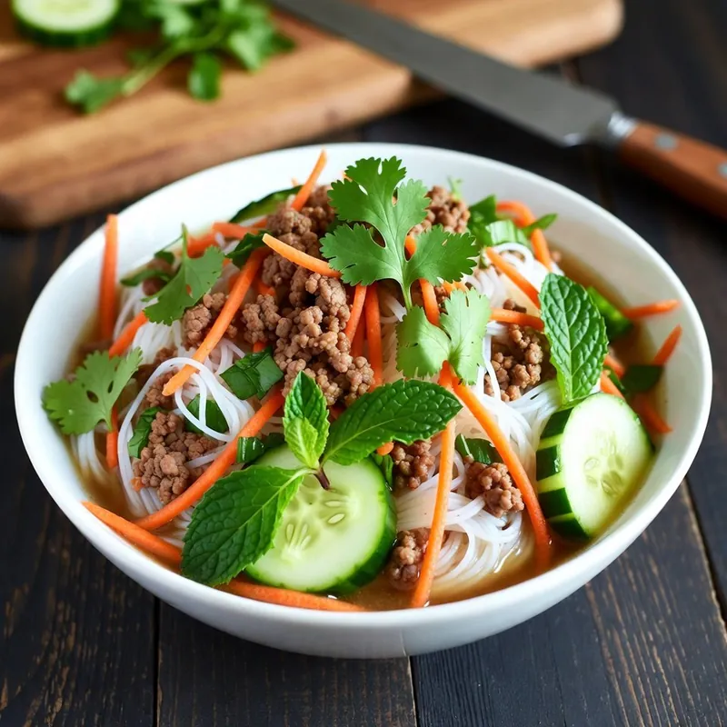 Healthy Beef Mince Thai Noodle Salad
