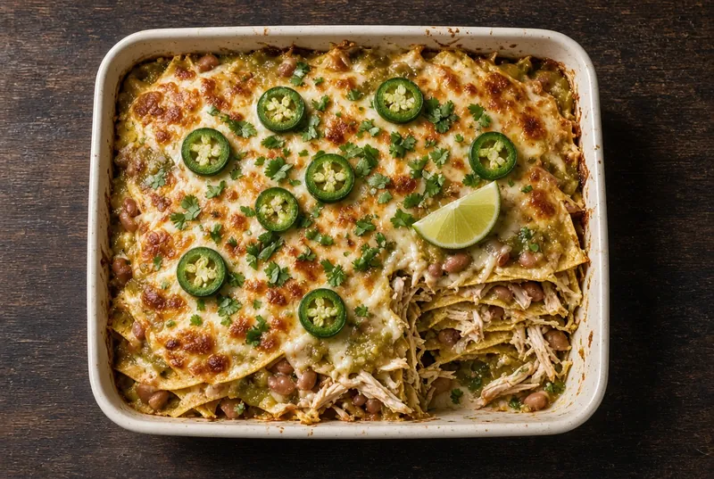Salsa Verde Chicken Tortilla Casserole